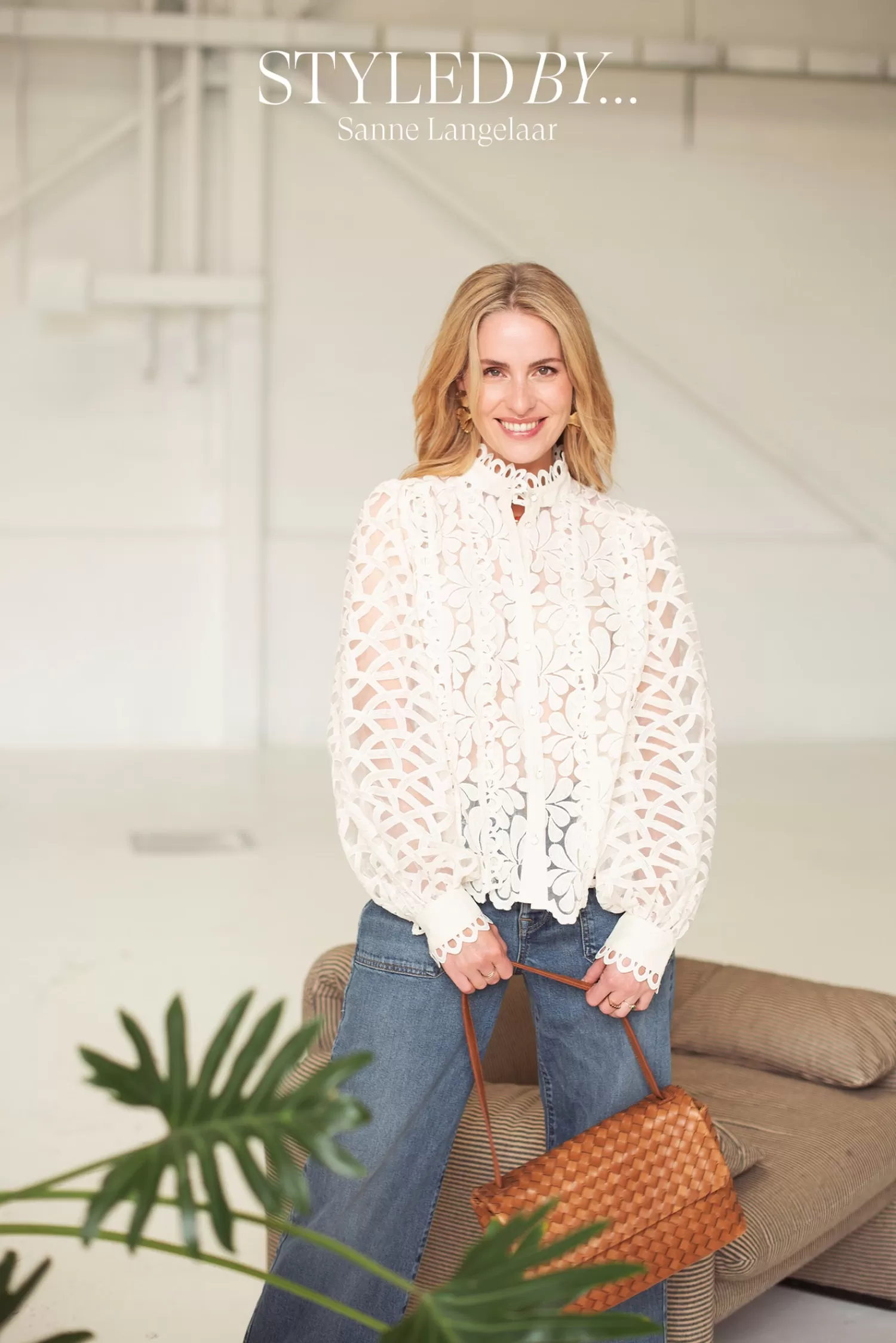 DAMES Summum Blouse Geweven Kant