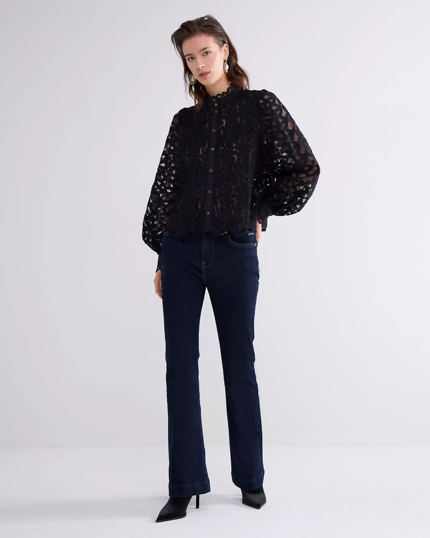 DAMES Summum Blouse Geweven Kant