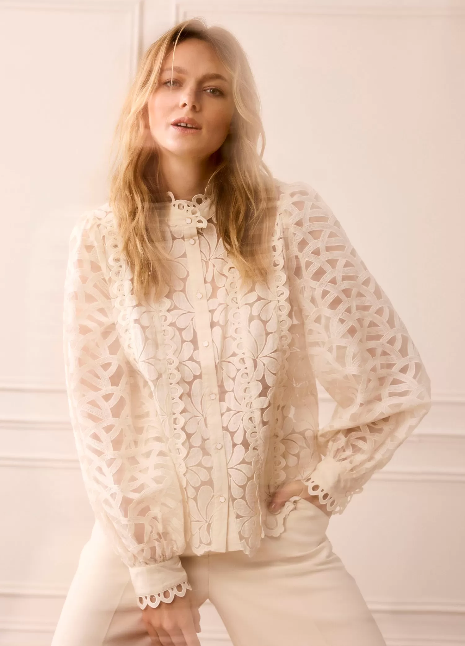 DAMES Summum Blouse Geweven Kant