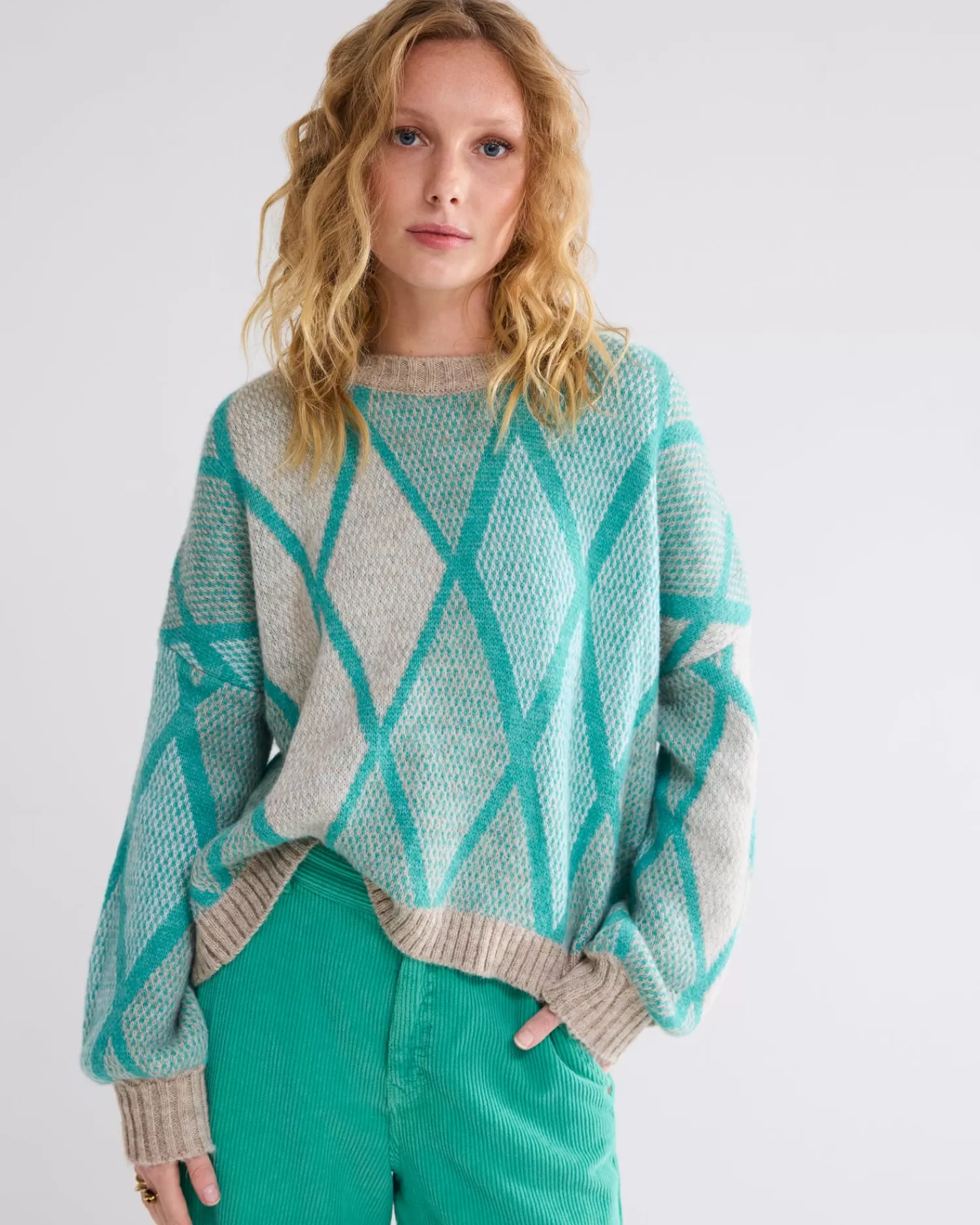 DAMES Summum Boxy Argyle Sweater