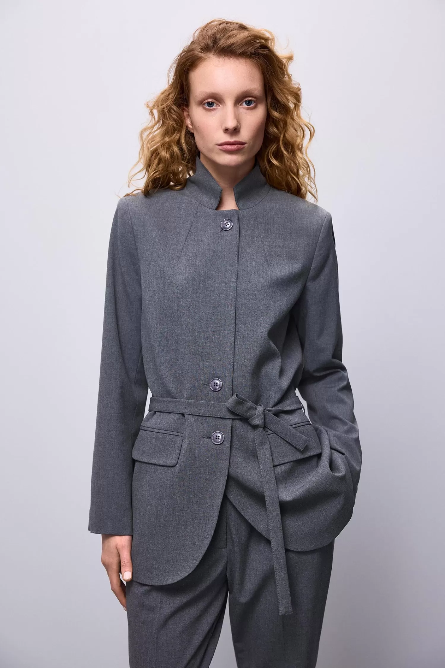 DAMES Summum Boyfriend Blazer Met Stoffen Ceintuur