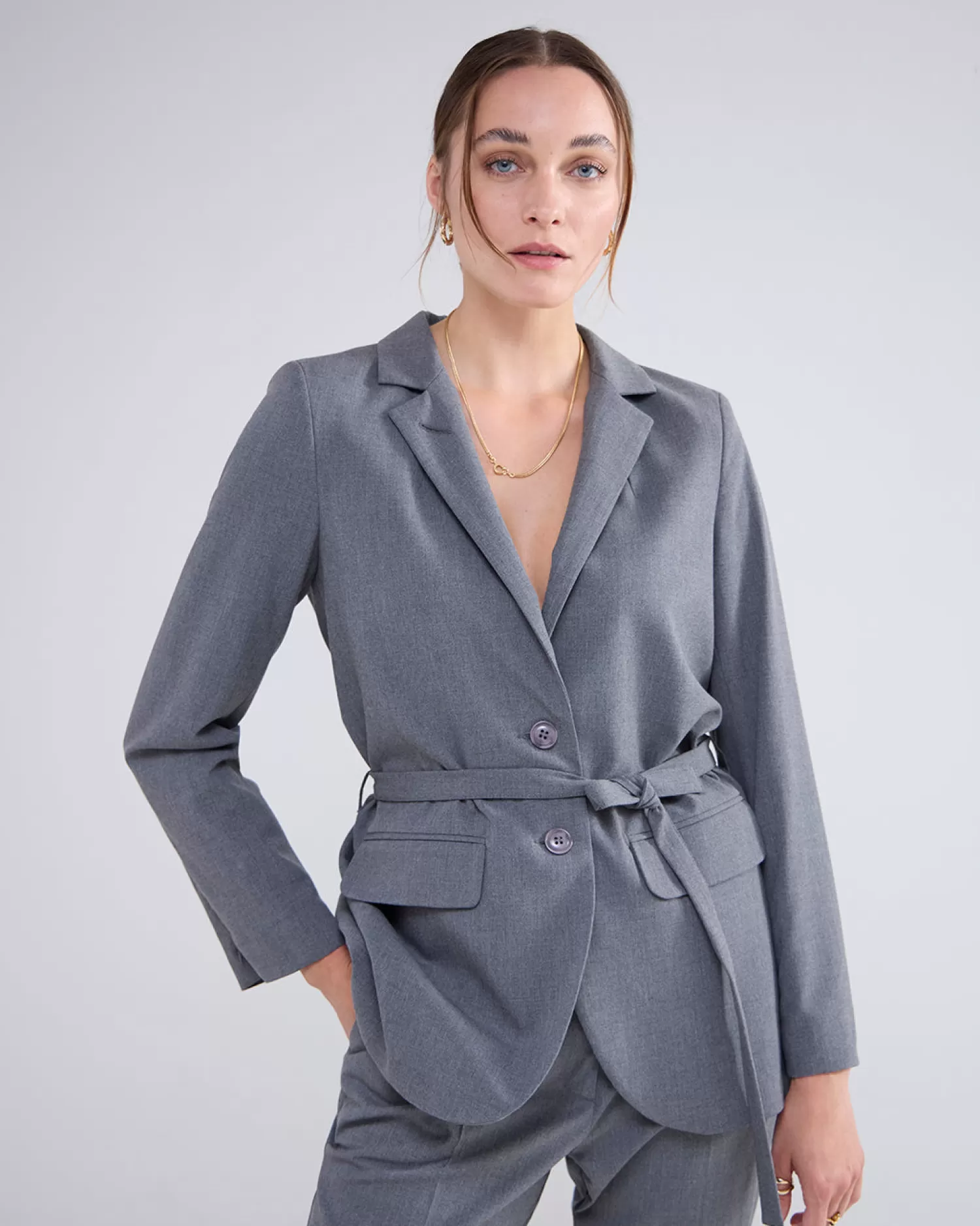 DAMES Summum Boyfriend Blazer Met Stoffen Ceintuur