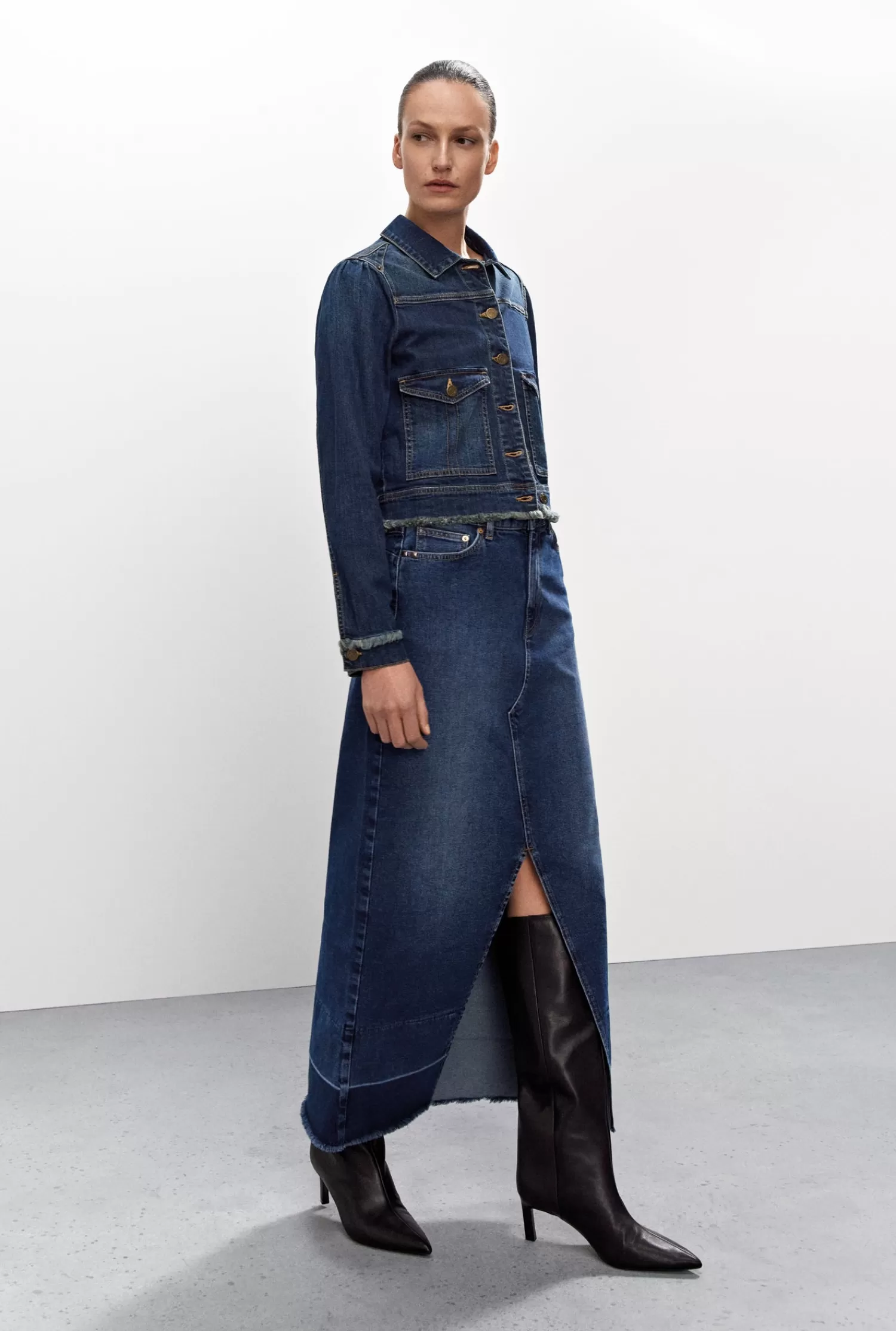 DAMES Summum Denim Rok Hoge Split