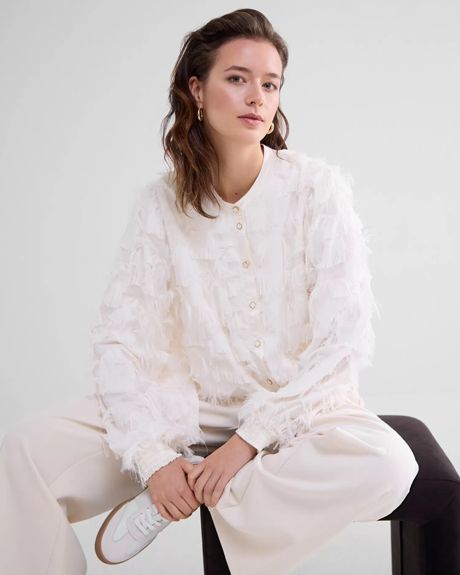 DAMES Summum Fluffy Blouse Met Franjes