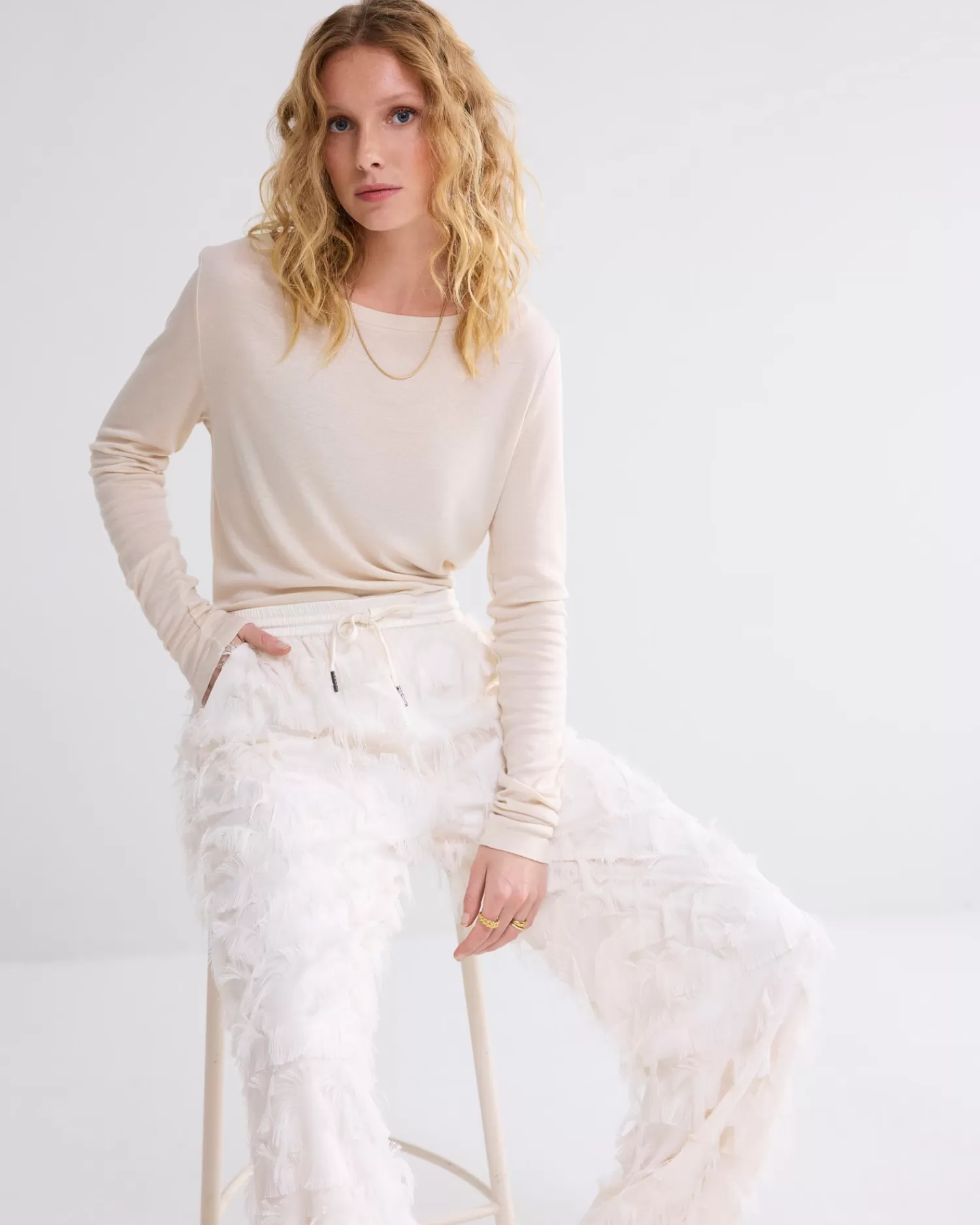 DAMES Summum Fluffy Broek Met Franjes
