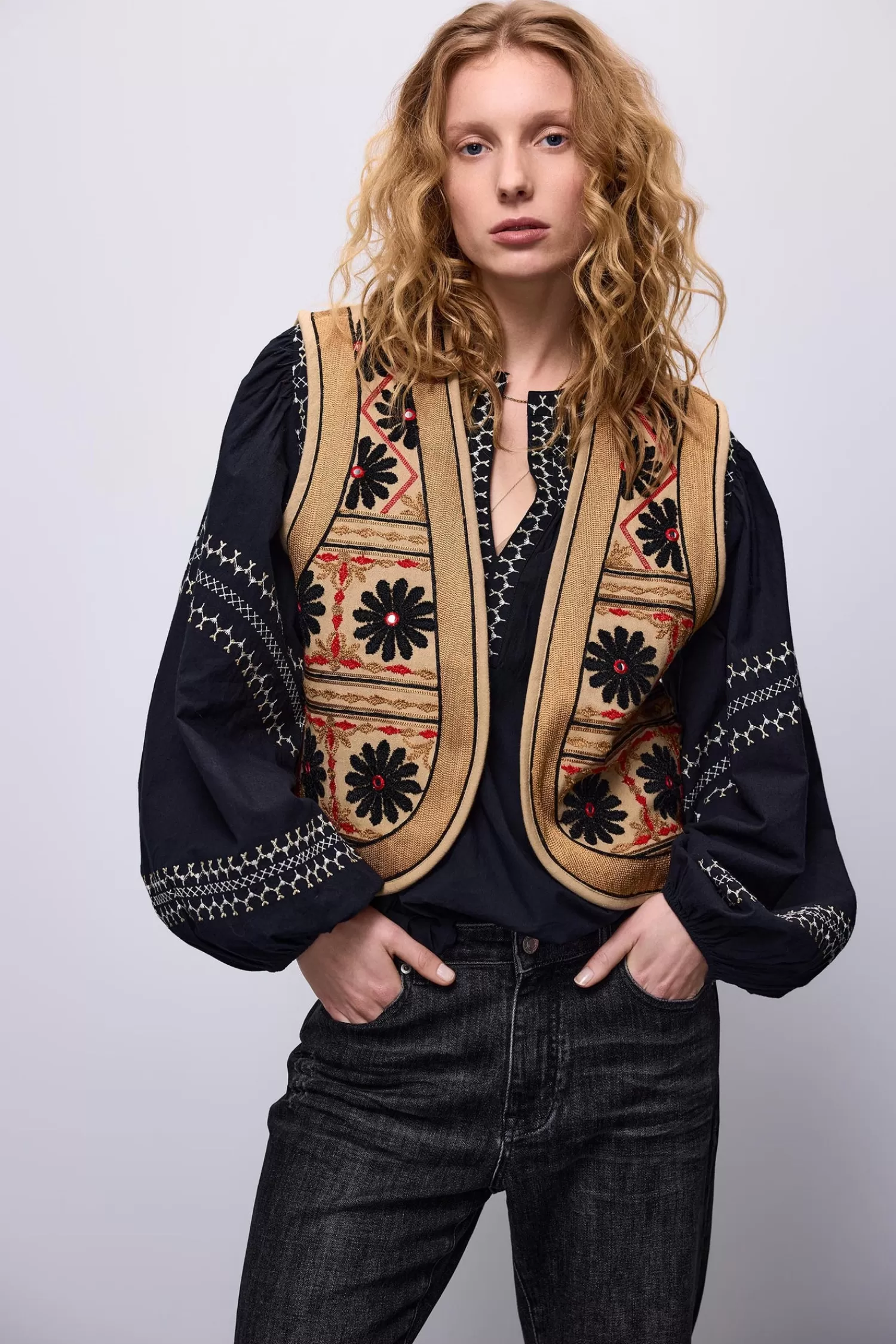 DAMES Summum Geborduurd Velours Gilet