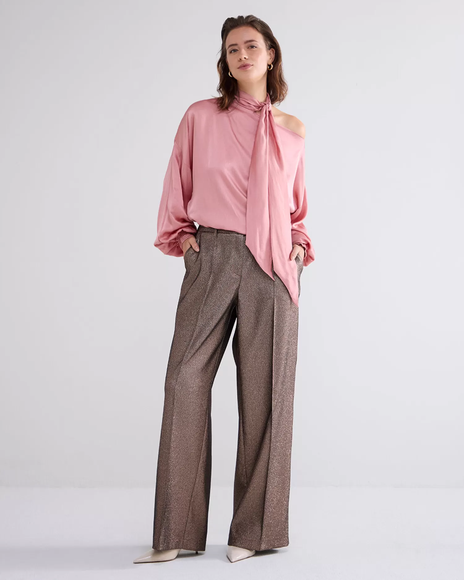 DAMES Summum Glanzende Top Met Strik