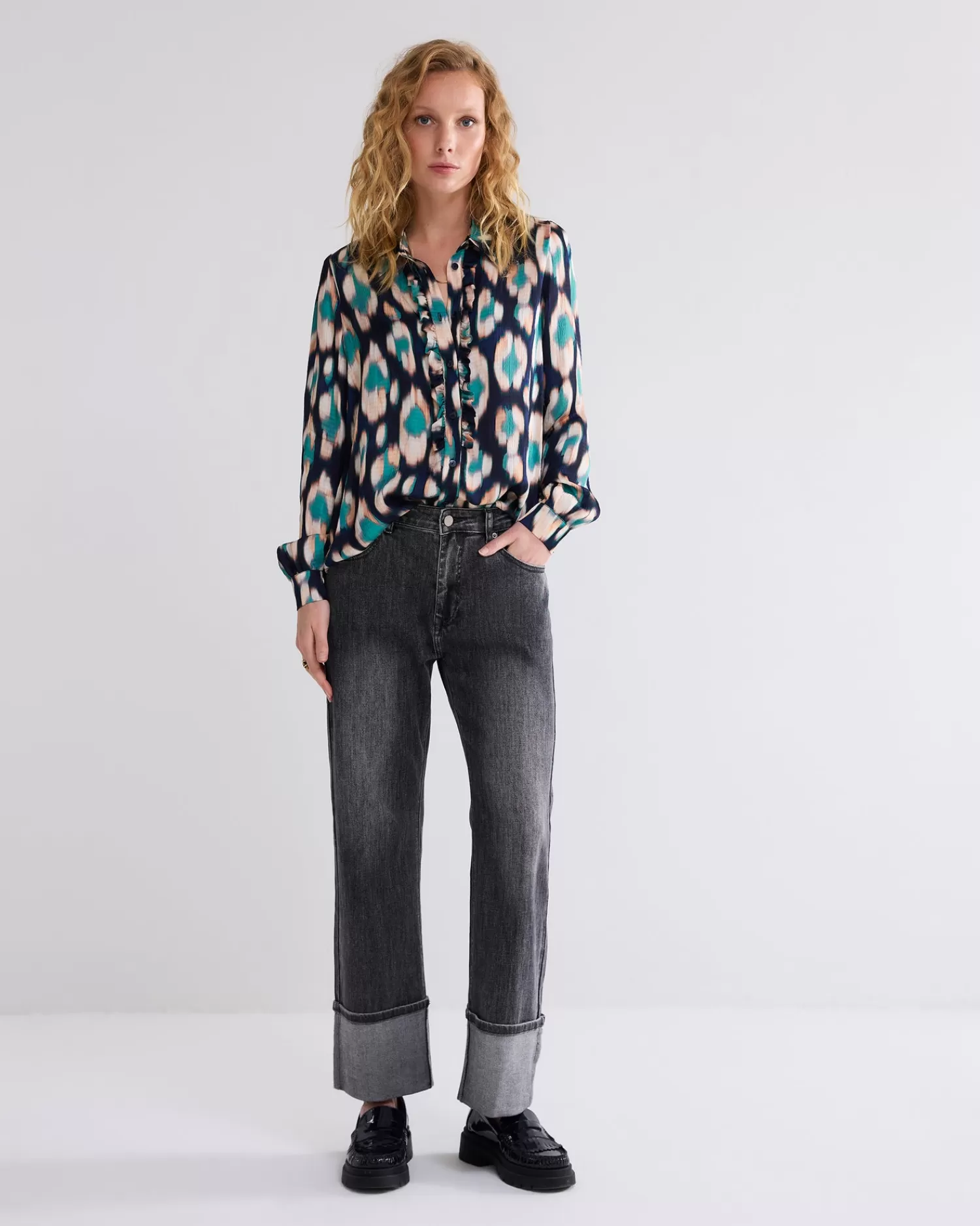 DAMES Summum Ikat Blouse Met Ruches