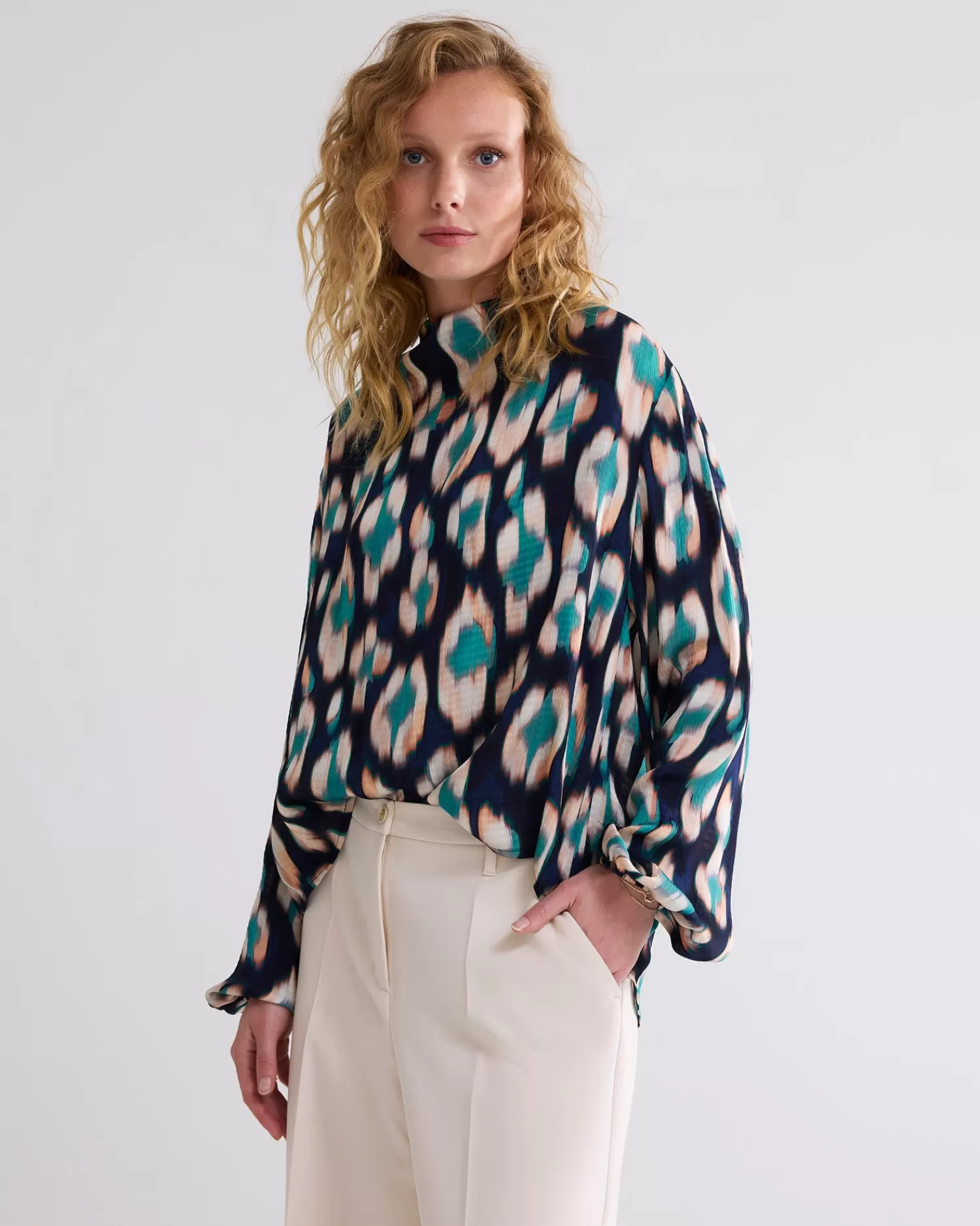 DAMES Summum Ikat Top Watervalhals