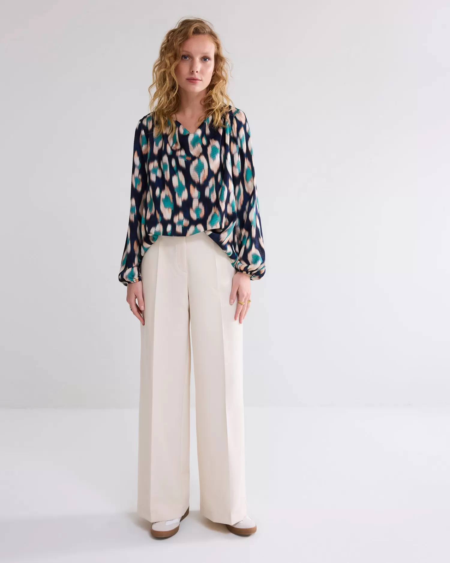 DAMES Summum Ikat Top Watervalhals