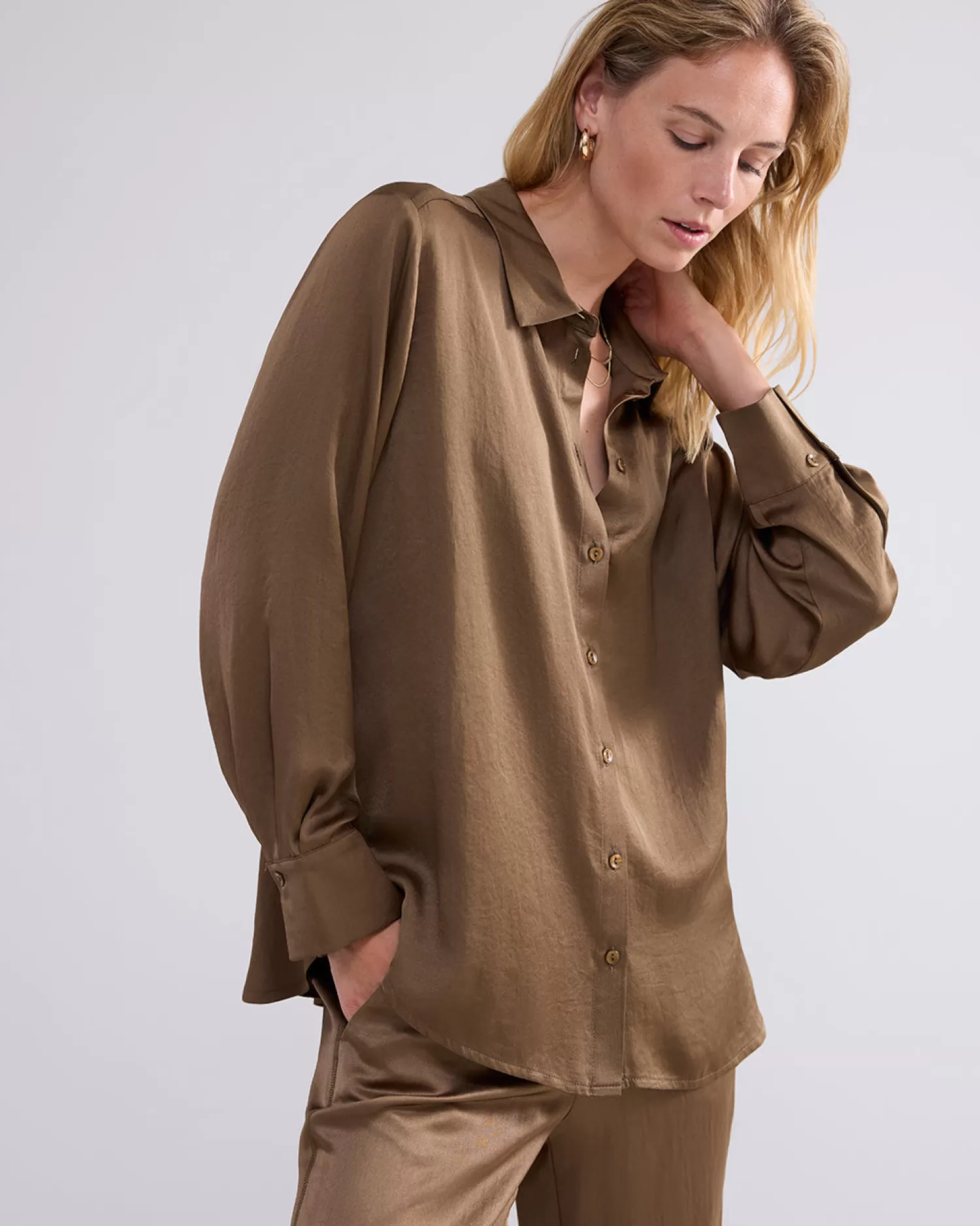 DAMES Summum Klassieke Blouse Glanzend