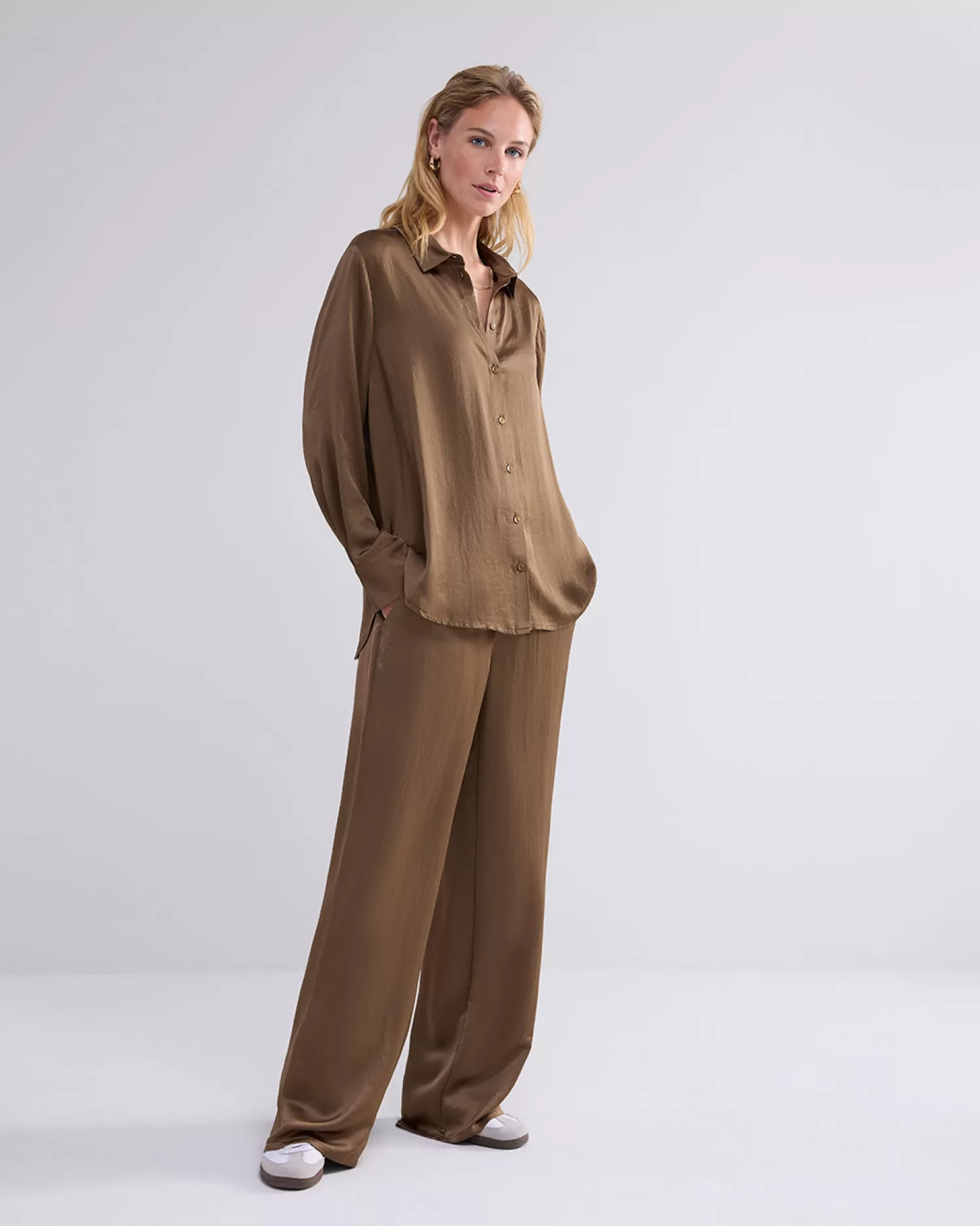 DAMES Summum Klassieke Blouse Glanzend