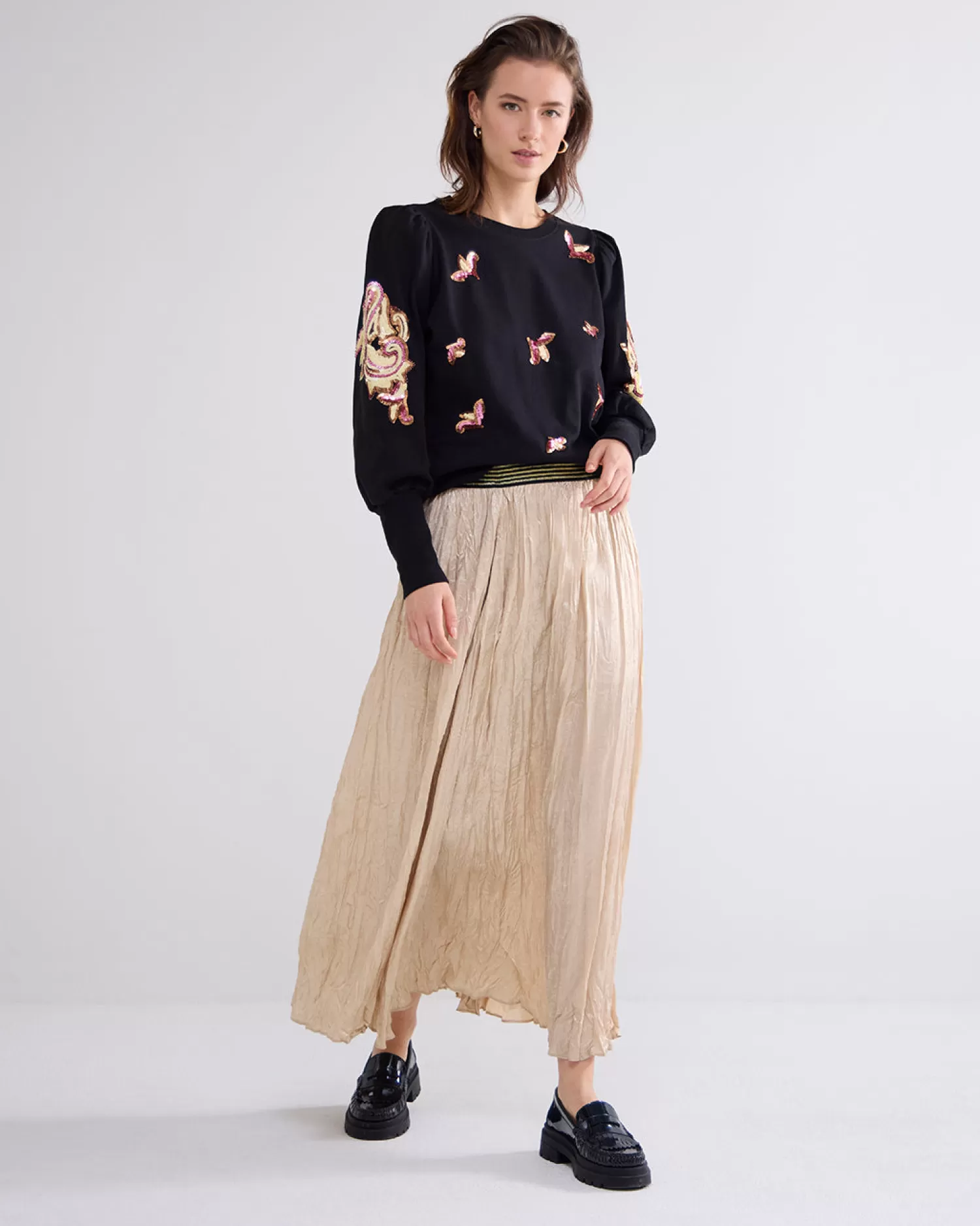 DAMES Summum Metallic Gekreukelde Rok