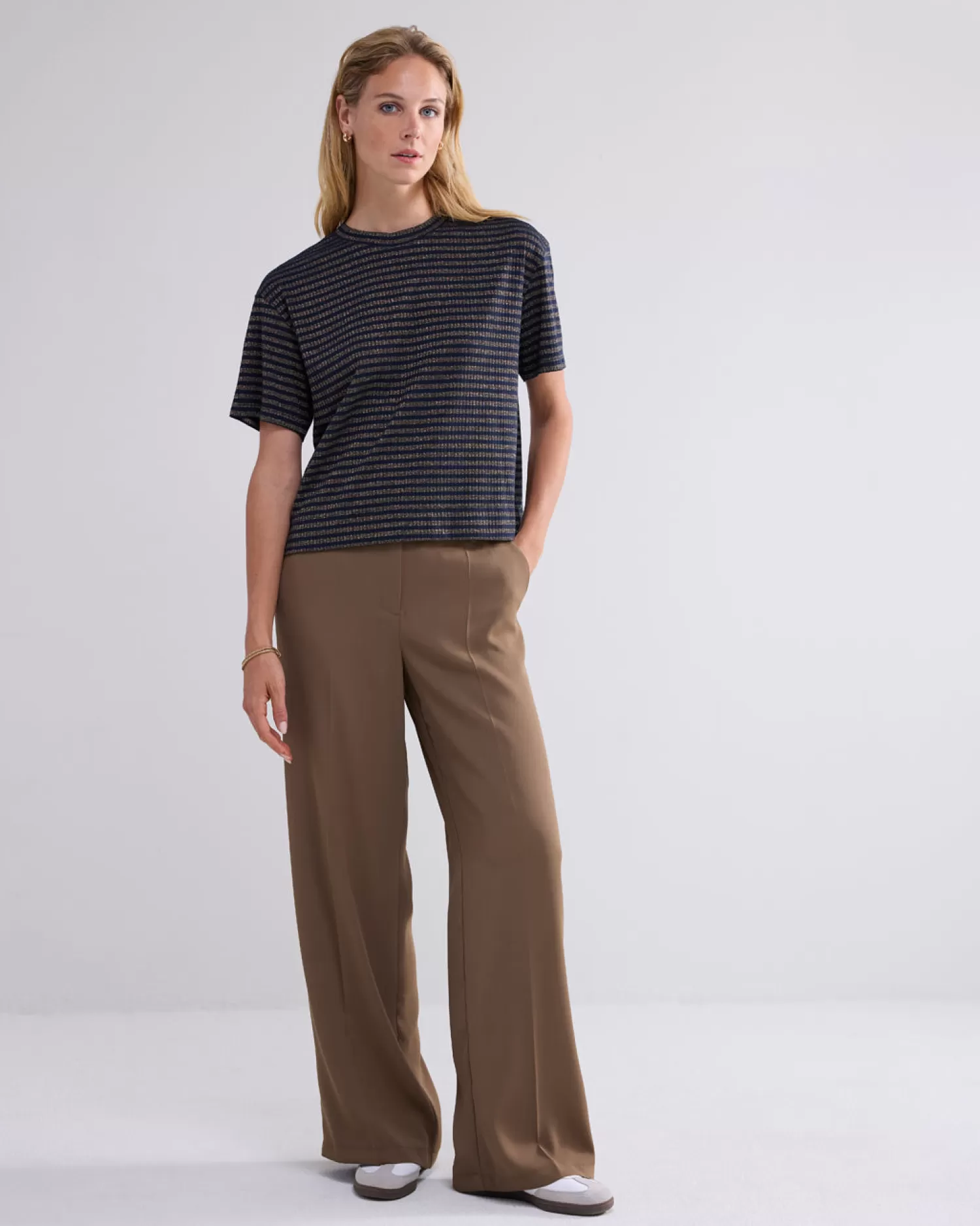 DAMES Summum Shortsleeve Top Met Lurex Rib