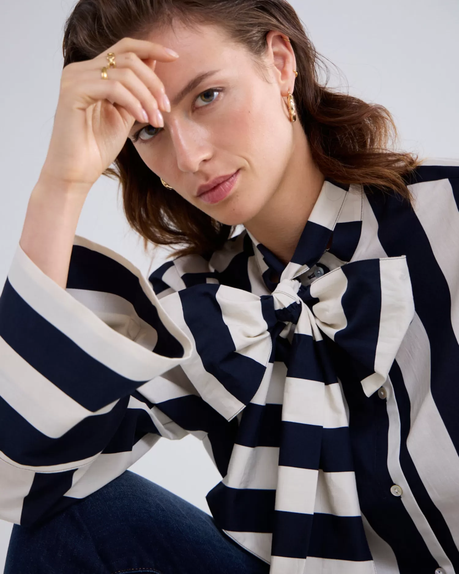 DAMES Summum Streepjesblouse Met Strik