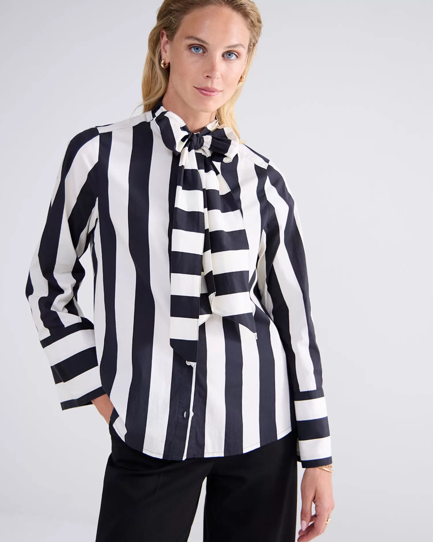 DAMES Summum Streepjesblouse Met Strik