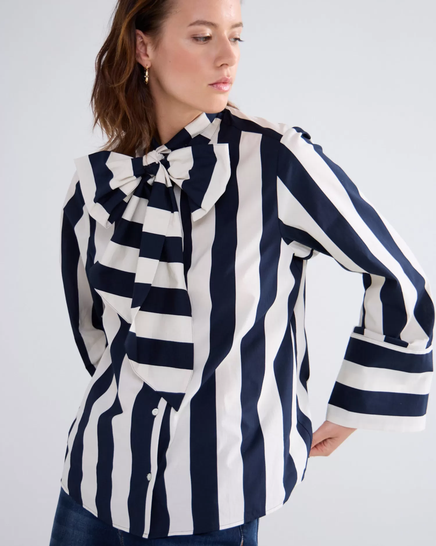 DAMES Summum Streepjesblouse Met Strik