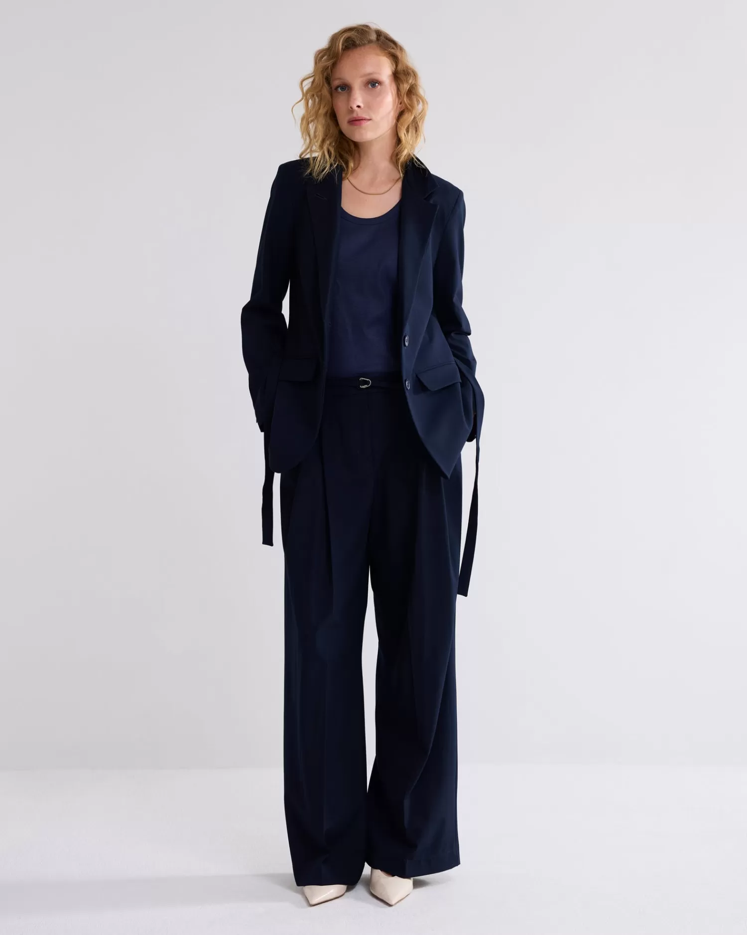 DAMES Summum Wijde Broek Met Plooien En Riem