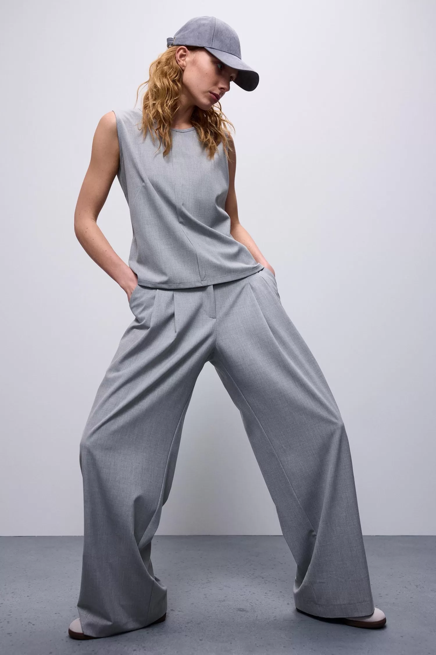 DAMES Summum Wijde Broek Met Plooien En Riem