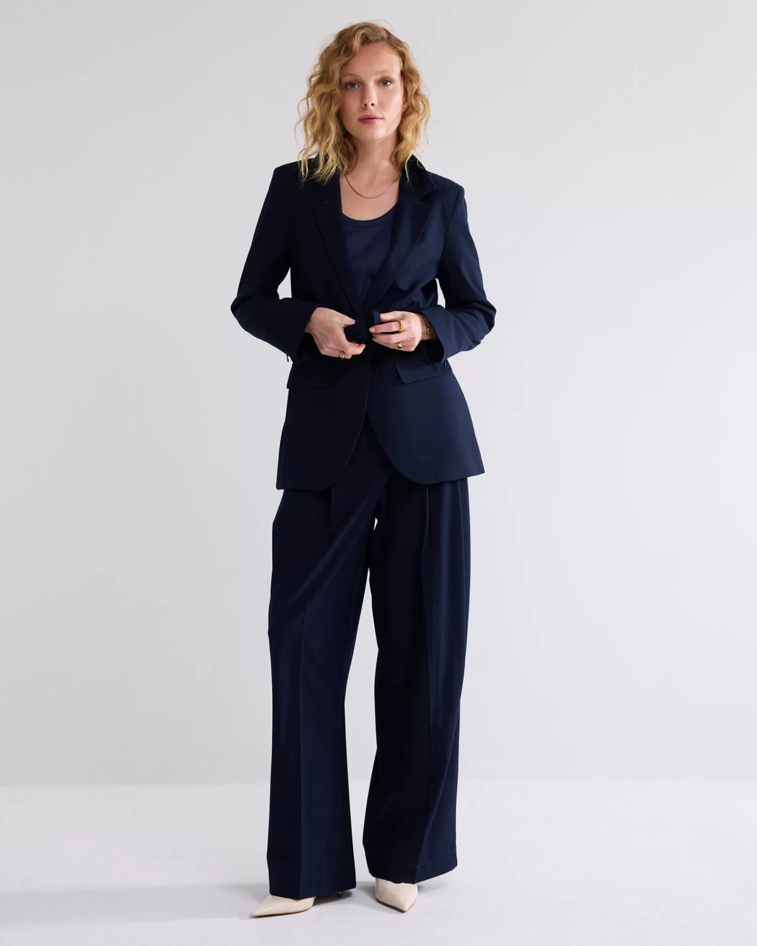 DAMES Summum Wijde Broek Met Plooien En Riem