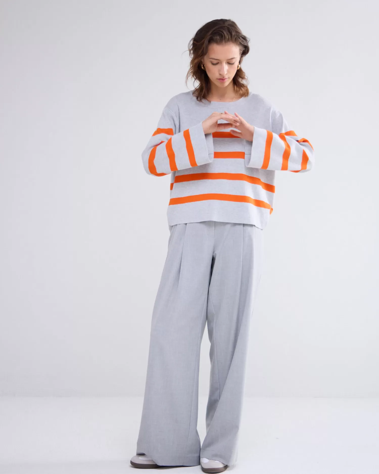 DAMES Summum Wijde Broek Met Plooien En Riem