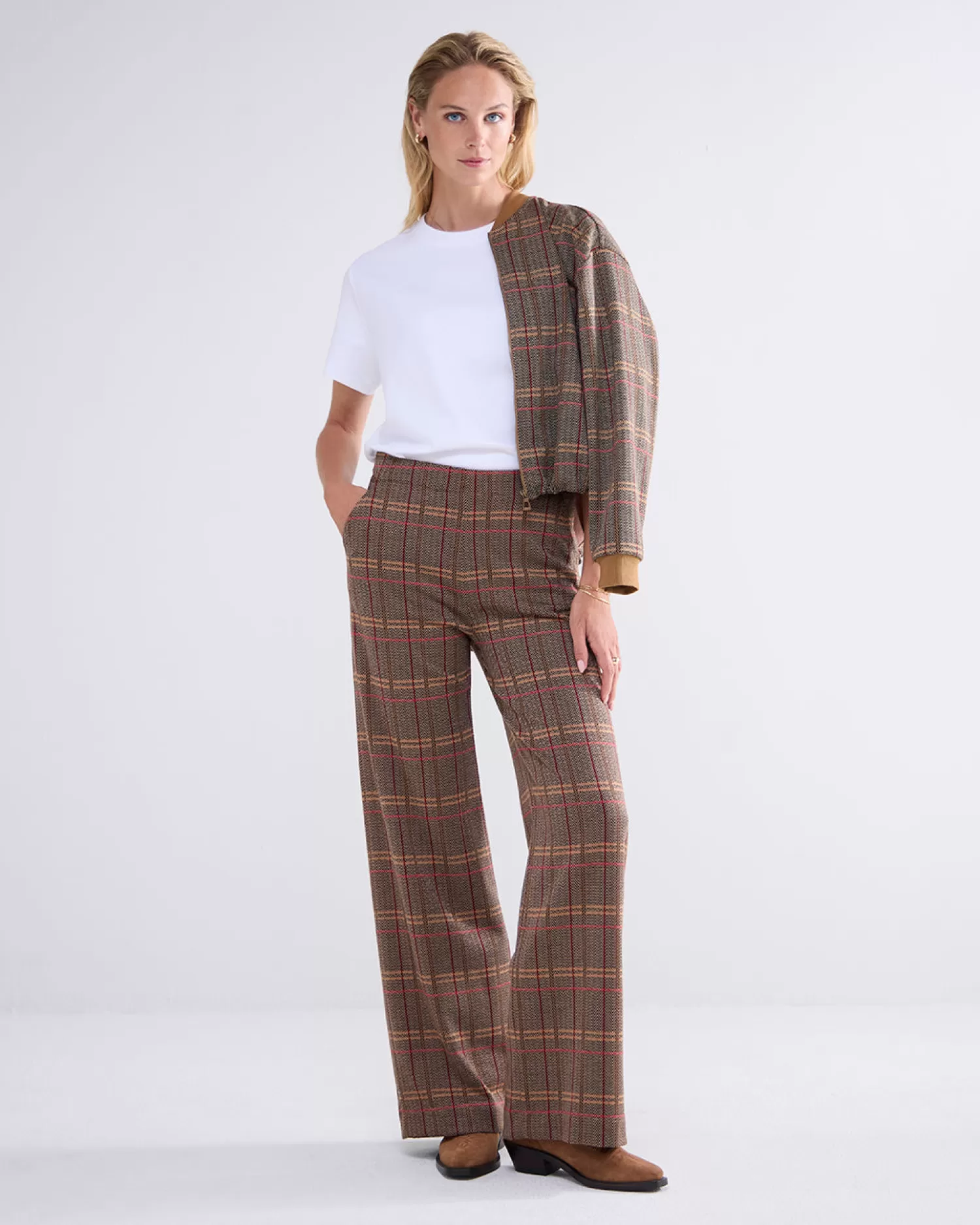 DAMES Summum Wijde Broek Met Ruiten
